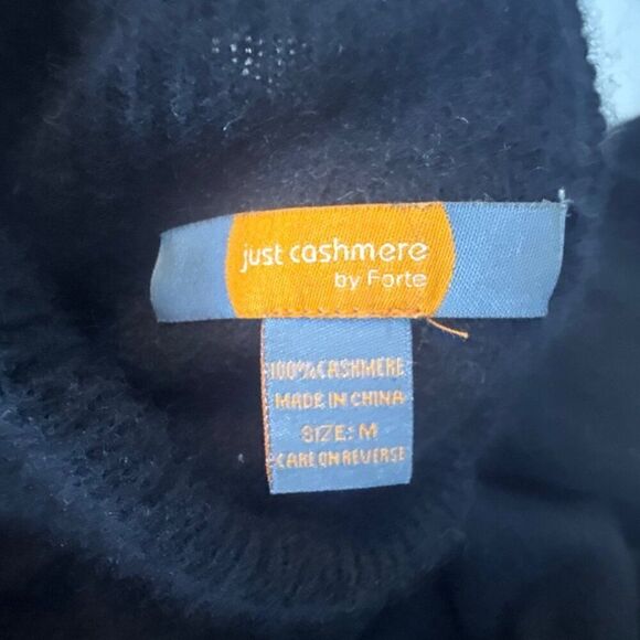 Black Cashmere Turtleneck Sweater Medium By Just Cashmere - Picture 3 of 3